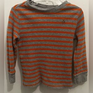 BabyGap Long Sleeve Orange & Gray Striped Shirt, Size 4T